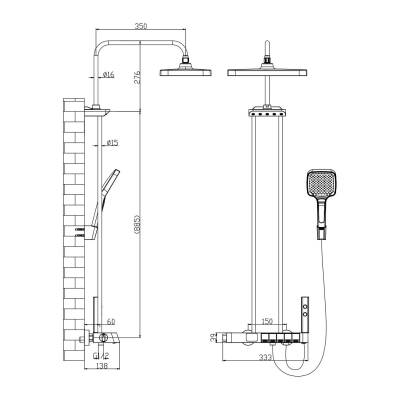 Creavit Piano Termostatik Tepe Duş Sistemi Metalik Gri PN710GR - 5