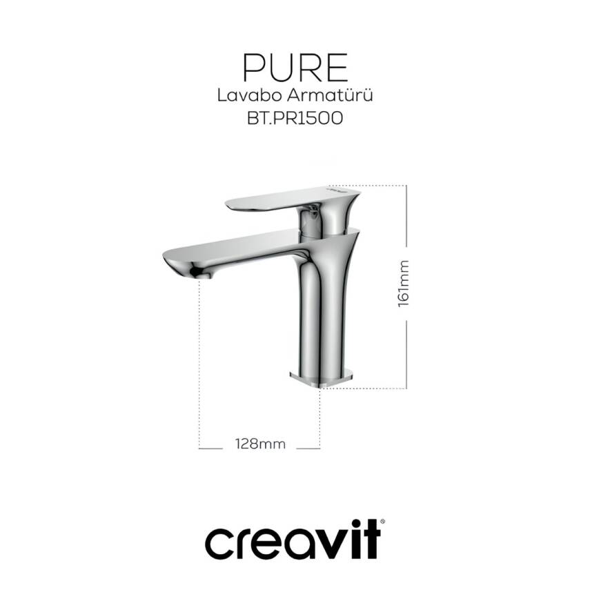 Creavit Pure Krom Lavabo-Banyo-Eviye Bataryası 3'lü Set PR1500-PR2500-PR8501 - 3