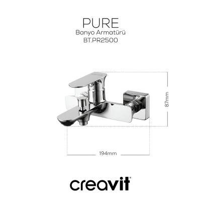 Creavit Pure Krom Lavabo-Banyo-Eviye Bataryası 3'lü Set PR1500-PR2500-PR8501 - 4