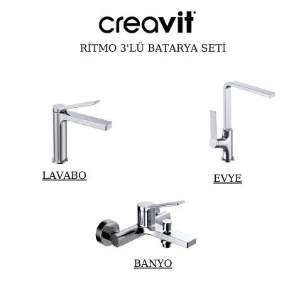 Creavit Ritmo Krom Lavabo-Banyo-Eviye Bataryası 3'lü Set RT1500-RT2500-RT8500