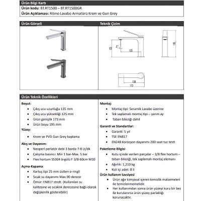 Creavit Ritmo Krom Lavabo Bataryası RT1500 - 2
