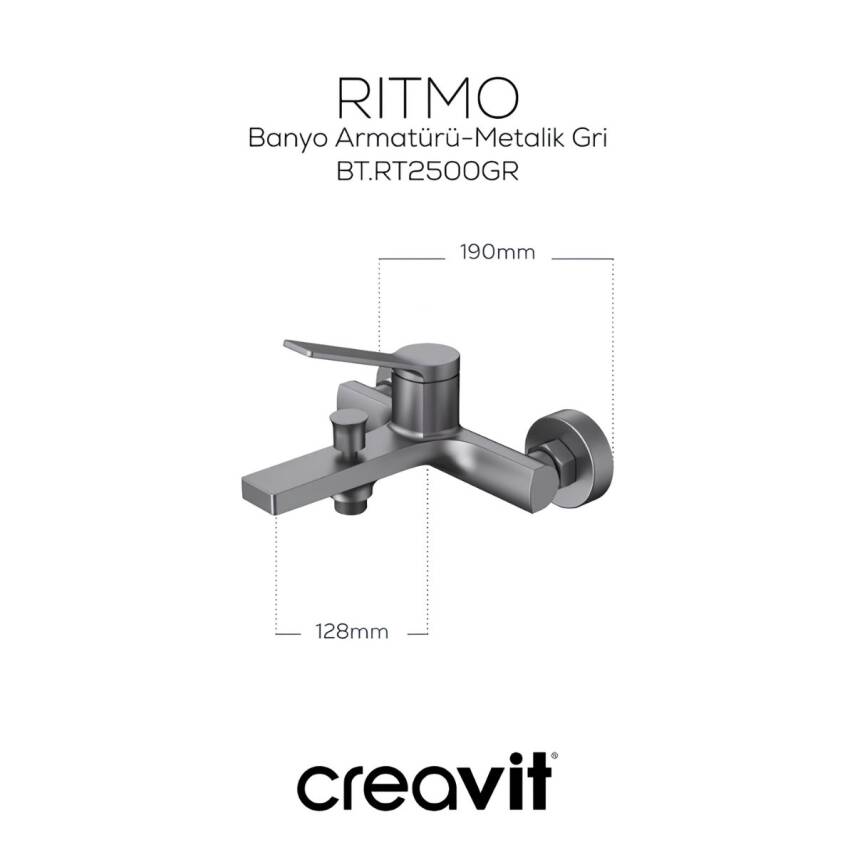 Creavit Ritmo Metalik Gri Banyo Bataryası RT2500GR - 4
