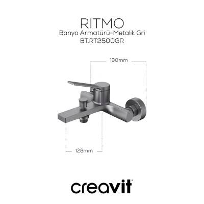 Creavit Ritmo Metalik Gri Lavabo-Banyo-Eviye Bataryası 3'lü Set RT1500GR-RT2500GR-RT8500GR - 2