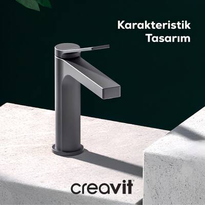 Creavit Ritmo Metalik Gri Lavabo-Banyo-Eviye Bataryası 3'lü Set RT1500GR-RT2500GR-RT8500GR - 4