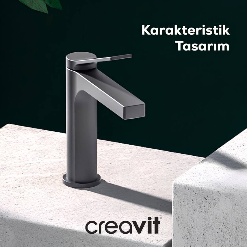 Creavit Ritmo Metalik Gri Lavabo Bataryası RT1500GR - 1