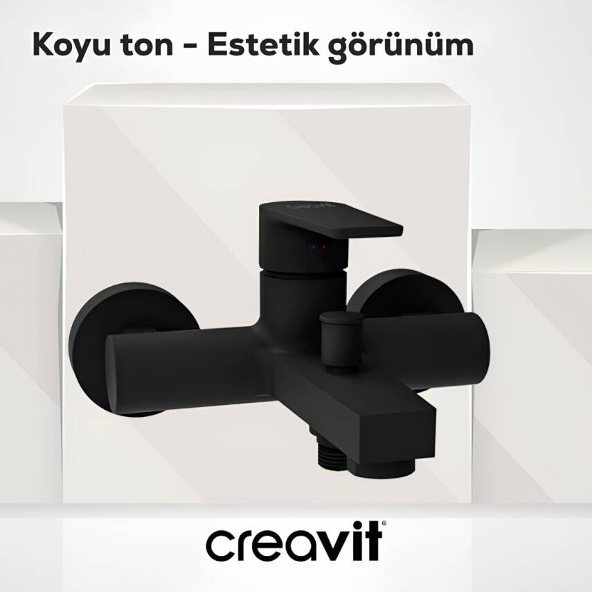 Creavit Sharp Mat Siyah Banyo Bataryası SR2510S - 2