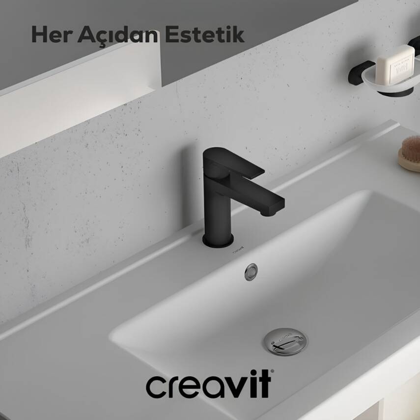 Creavit Sharp Mat Siyah Lavabo-Banyo-Eviye Bataryası 3'lü Set SR1500S-SR2510S-SR8500S - 3