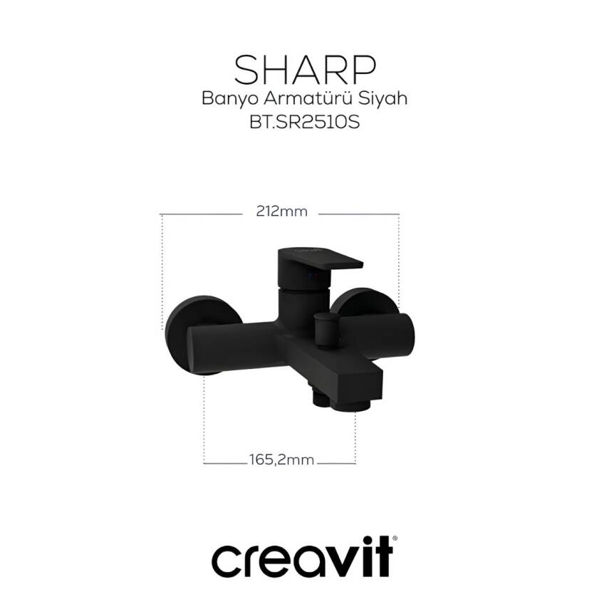 Creavit Sharp Mat Siyah Lavabo-Banyo-Eviye Bataryası 3'lü Set SR1500S-SR2510S-SR8500S - 6