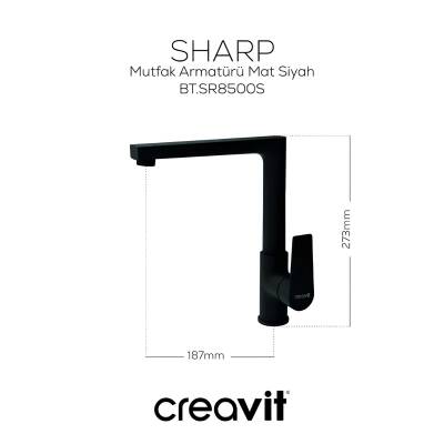 Creavit Sharp Mat Siyah Lavabo-Banyo-Eviye Bataryası 3'lü Set SR1500S-SR2510S-SR8500S - 7