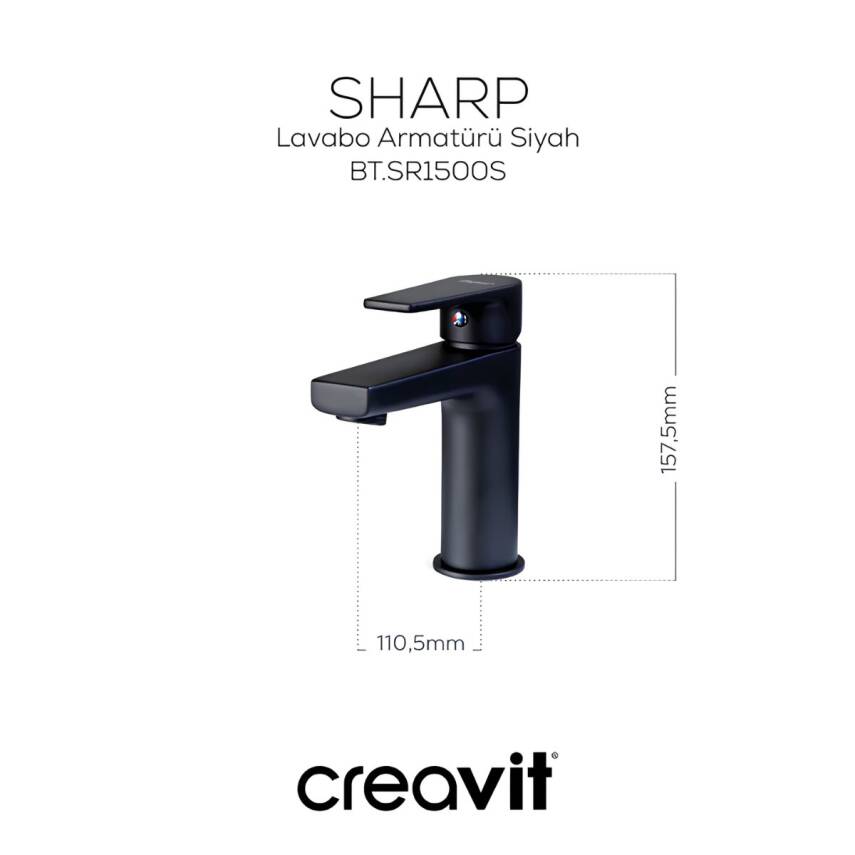 Creavit Sharp Mat Siyah Lavabo Bataryası SR1500S - 4