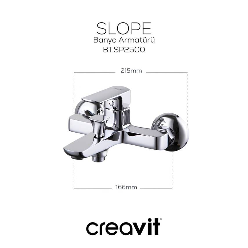 Creavit Slope Krom Lavabo-Banyo-Eviye Bataryası 3'lü Set SP1500-SP2500-SP8502 - 5