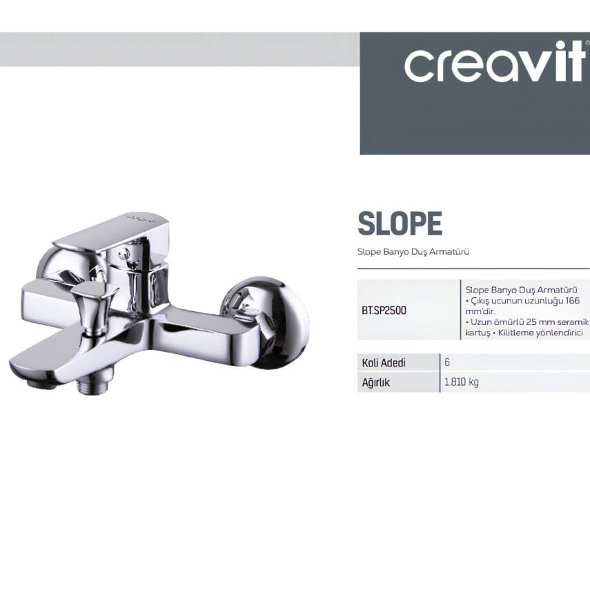 Creavit Slope Krom Lavabo-Banyo-Eviye Bataryası 3'lü Set SP1500-SP2500-SP8502 - 6