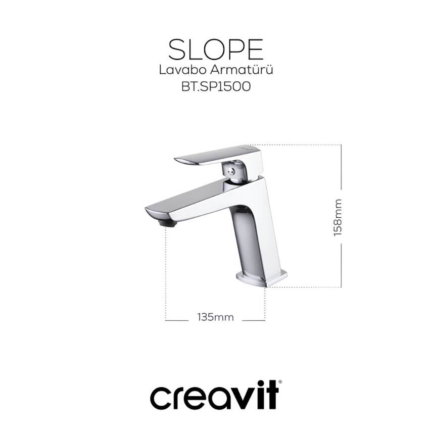 Creavit Slope Krom Lavabo Bataryası SP1500 - 3