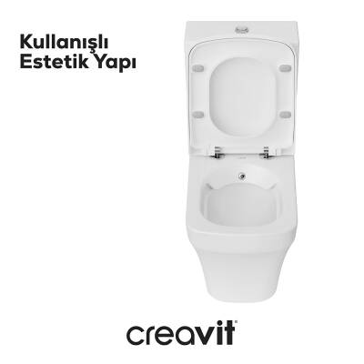 Creavit Solo Kanalsız Beyaz Duvara Sıfır Klozet Takımı SO361, Creavit Solo Duroplast Yavaş Kapak - 3
