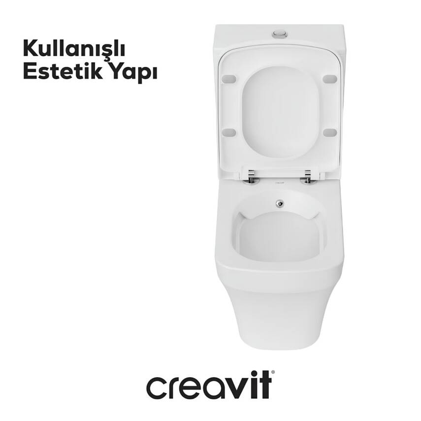 Creavit Solo Kanalsız Beyaz Duvara Sıfır Klozet Takımı SO361, Creavit Solo Duroplast Yavaş Kapak - 3