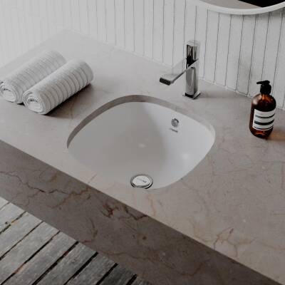 Creavit Solo Kare Tezgâh Altı Batarya Deliksiz Beyaz Lavabo 38x38 Cm SO037