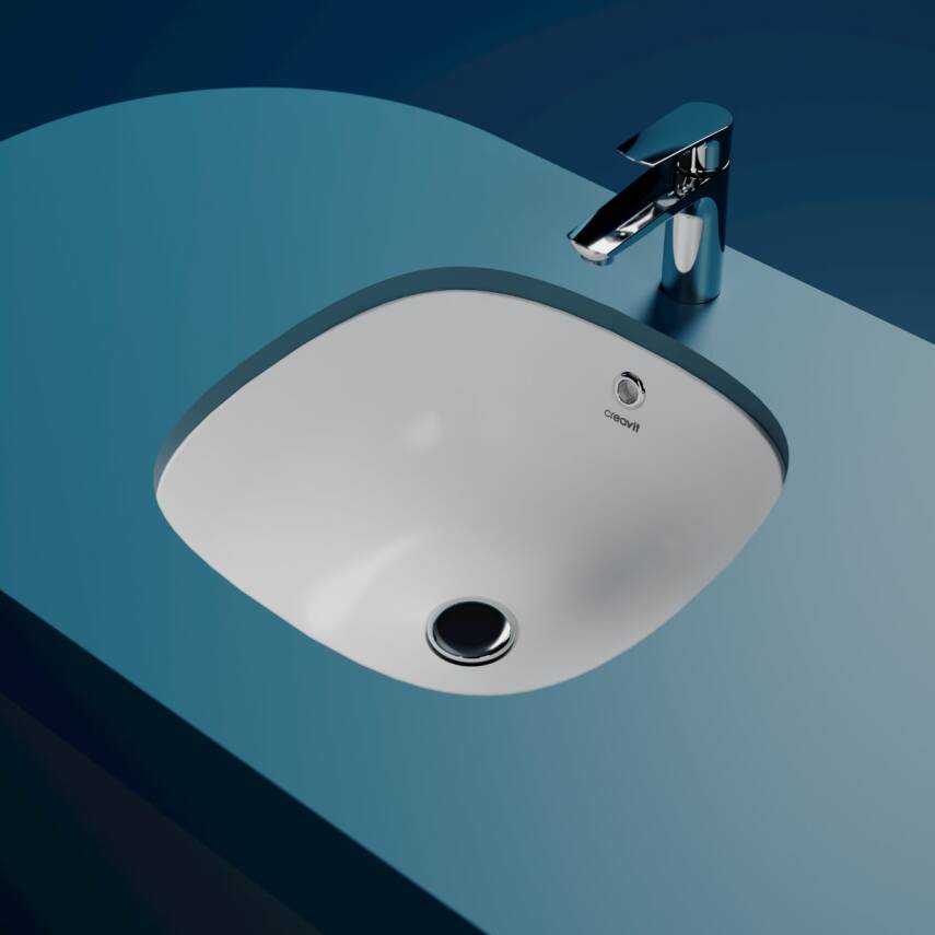 Creavit Solo Kare Tezgâh Altı Batarya Deliksiz Beyaz Lavabo 38x38 Cm SO037 - 2
