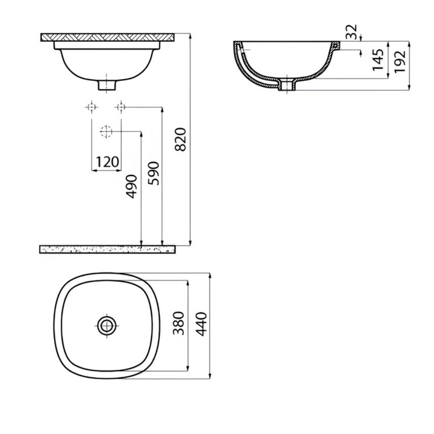 Creavit Solo Kare Tezgâh Altı Batarya Deliksiz Beyaz Lavabo 38x38 Cm SO037 - 4