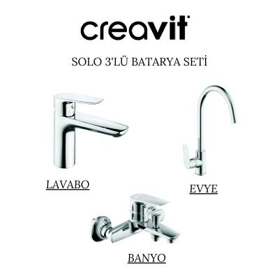 Creavit Solo Krom Lavabo-Banyo-Eviye Bataryası 3'lü Set SO1500-SO2500-SO8500
