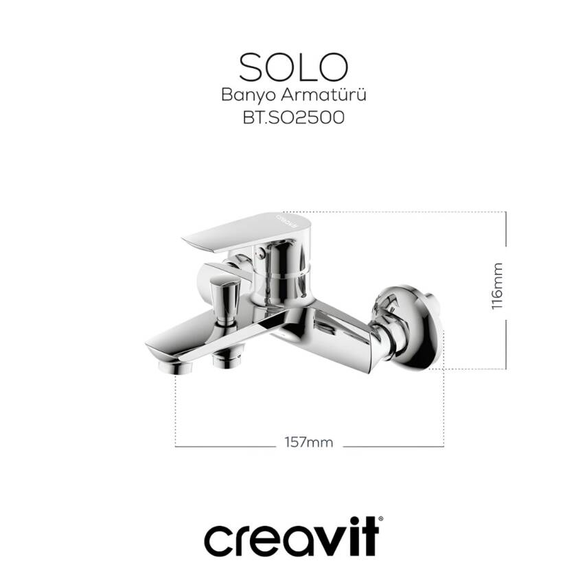 Creavit Solo Krom Lavabo-Banyo-Eviye Bataryası 3'lü Set SO1500-SO2500-SO8500 - 4