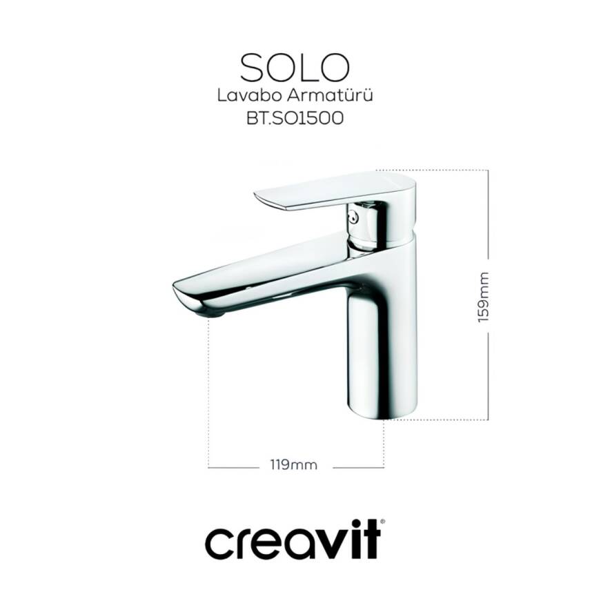 Creavit Solo Krom Lavabo Bataryası SO1500 - 4