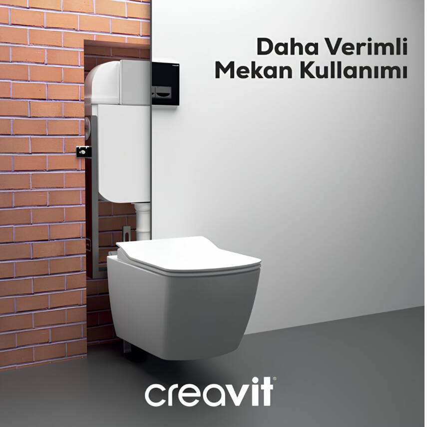 Creavit Spa Mat Gri Gömme Rezervuar Seti Asma Klozet Uyumlu 8 Cm 3/6 Litre GR5001-GP7002-MS.AC50L - 5