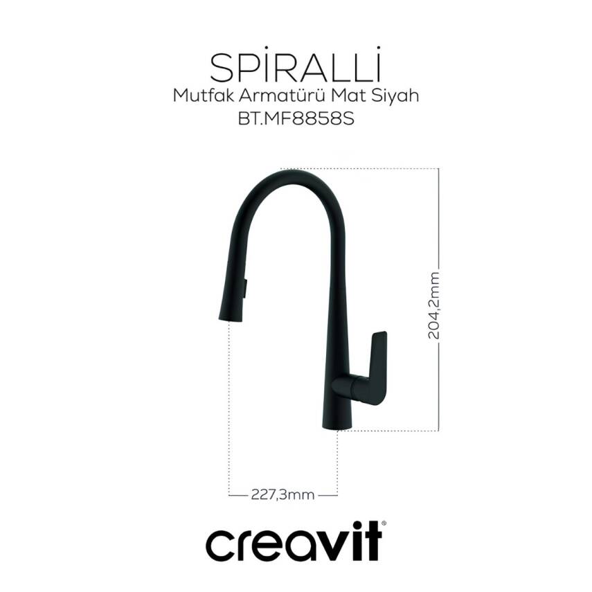 Creavit Spiralli Siyah Eviye Bataryası MF8858S - 5