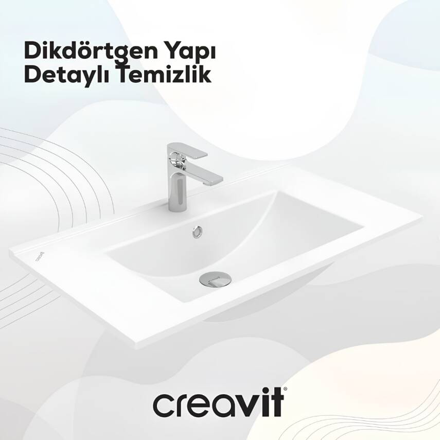Creavit Su Etajer Uyumlu Beyaz Lavabo 80x45 Cm SU080 - 1