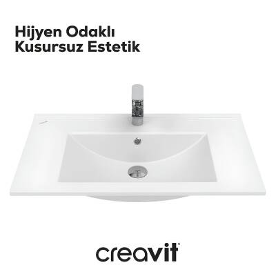 Creavit Su Etajer Uyumlu Beyaz Lavabo 80x45 Cm SU080 - 3