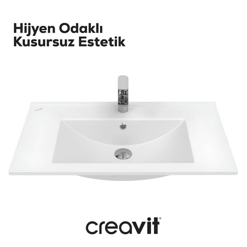 Creavit Su Etajer Uyumlu Beyaz Lavabo 80x45 Cm SU080 - 3