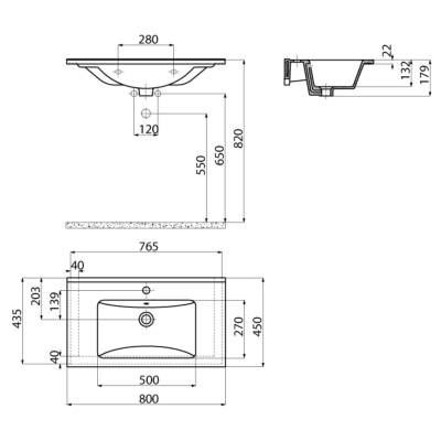 Creavit Su Etajer Uyumlu Beyaz Lavabo 80x45 Cm SU080 - 4