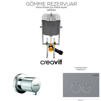 Creavit Terra Gömme Rezervuar Seti Asma Klozet Uyumlu 8 Cm GR5001-GP9002-MS.AC50L