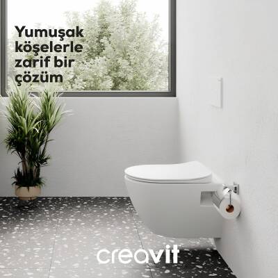 Creavit Terra Kanallı Beyaz Asma Klozet TP325, Creavit Terra Duck Yavaş Kapak