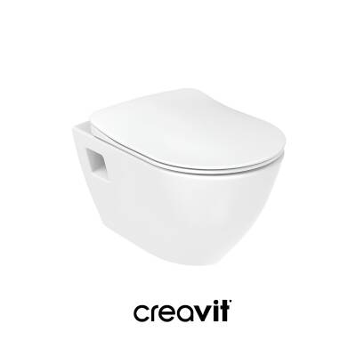Creavit Terra Kanallı Beyaz Asma Klozet TP325, Creavit Terra Duck Yavaş Kapak - 3