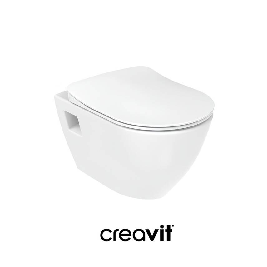 Creavit Terra Kanallı Beyaz Asma Klozet TP325, Creavit Terra Duck Yavaş Kapak - 3