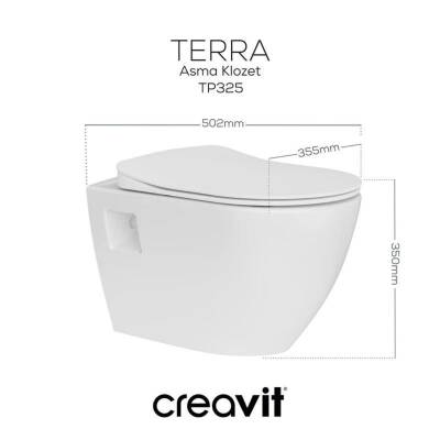 Creavit Terra Kanallı Beyaz Asma Klozet TP325, Creavit Terra Gömme Rezervuar Seti - 2