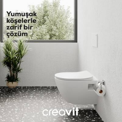 Creavit Terra Kanallı Beyaz Asma Klozet TP325, Creavit Terra Gömme Rezervuar Seti - 6