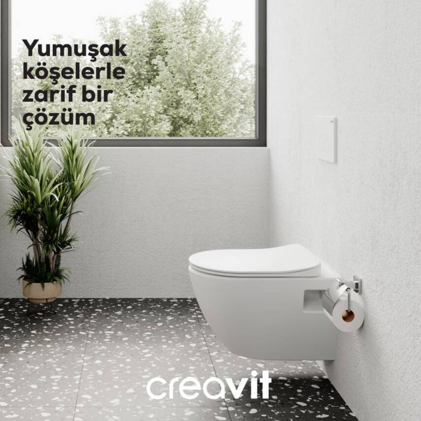 Creavit Terra Kanallı Beyaz Asma Klozet TP325, Creavit Terra Gömme Rezervuar Seti - 6