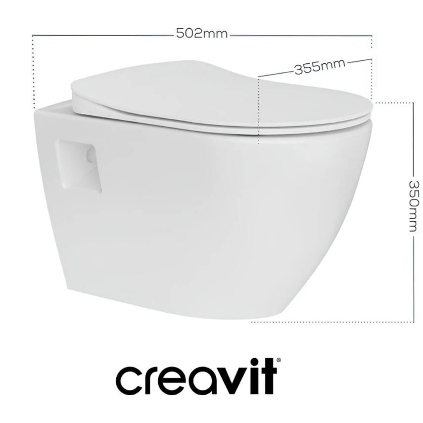 Creavit Terra Kanalsız Beyaz Asma Klozet TP329, Creavit Terra Duck Yavaş Kapak - 2