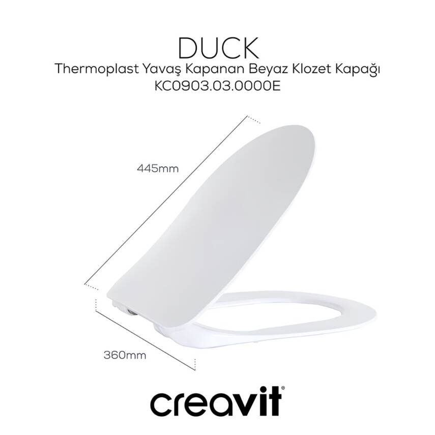 Creavit Terra Kanalsız Beyaz Asma Klozet TP329, Creavit Terra Duck Yavaş Kapak - 4