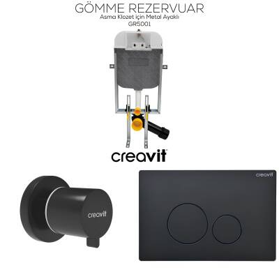 Creavit Terra Kömür Karası Gömme Rezervuar Seti 8 Cm GR5001-GP9002.10-MS.AC50L.KKR