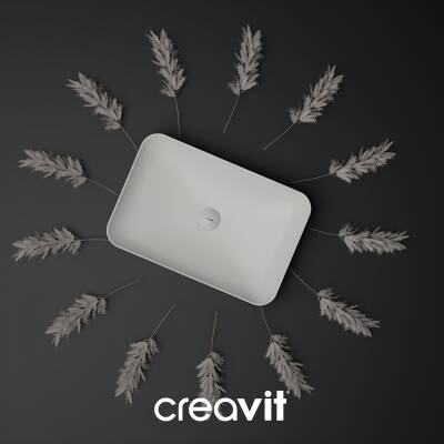 Creavit Ultra Dikdörtgen Tezgâh Üstü Batarya Deliksiz Beyaz Lavabo 60x40 Cm UL060 - 2