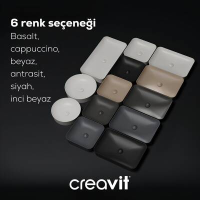 Creavit Ultra Dikdörtgen Tezgâh Üstü Batarya Deliksiz Beyaz Lavabo 60x40 Cm UL060 - 7
