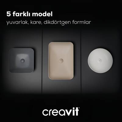 Creavit Ultra Dikdörtgen Tezgâh Üstü Batarya Deliksiz Beyaz Lavabo 60x40 Cm UL060 - 8