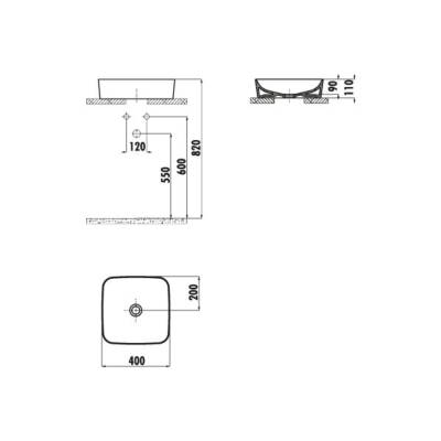 Creavit Ultra Kare Tezgâh Üstü Batarya Deliksiz Beyaz Lavabo 40x40 Cm UL040 - 4