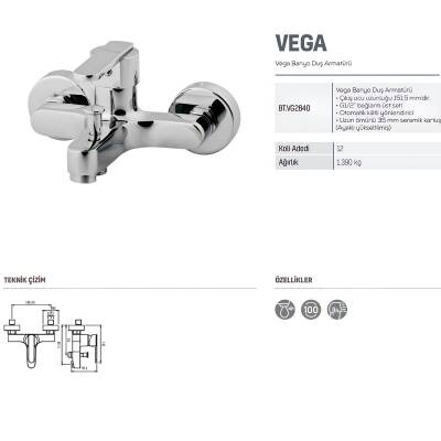 Creavit Vega Krom Lavabo-Banyo-Eviye Bataryası 3'lü Set VG1840-VG2840-VG8640 - 5