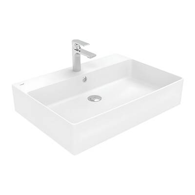 Creavit Volga Tezgâh Üstü Batarya Delikli Kare Beyaz Lavabo 70 Cm VX270