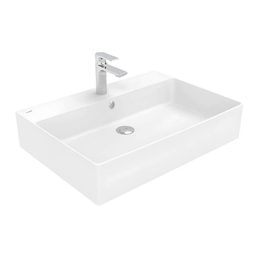 Creavit Volga Tezgâh Üstü Batarya Delikli Kare Beyaz Lavabo 70 Cm VX270 - 1