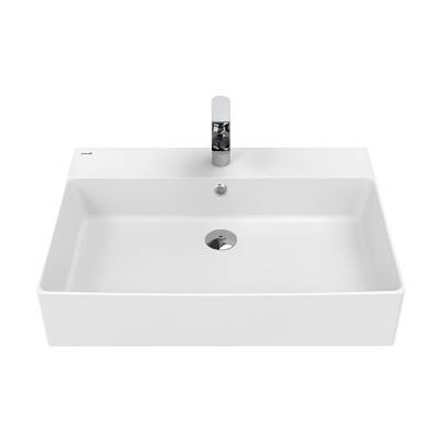 Creavit Volga Tezgâh Üstü Batarya Delikli Kare Beyaz Lavabo 70 Cm VX270 - 2
