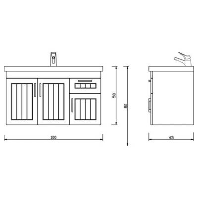 Denko Lotus 100 cm Beyaz Banyo Takımı - 2